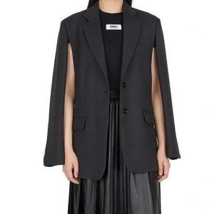 Maison Martin Margiela MM6 dark grey textured oversized blazer with cut outs